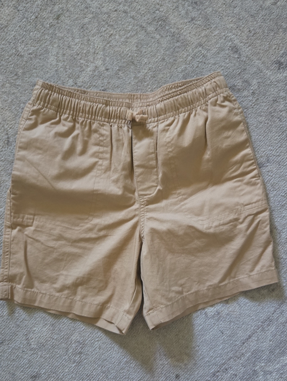 Janie and Jack Beige Elastic-Waist Cotton Shorts